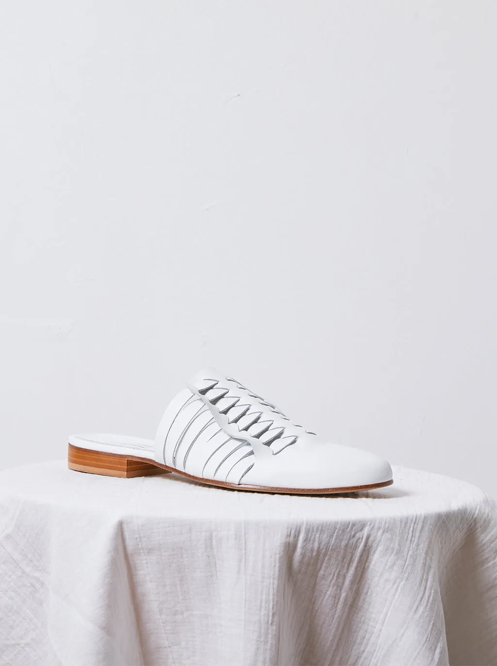 Archive Sale Leather Woven Slides in White