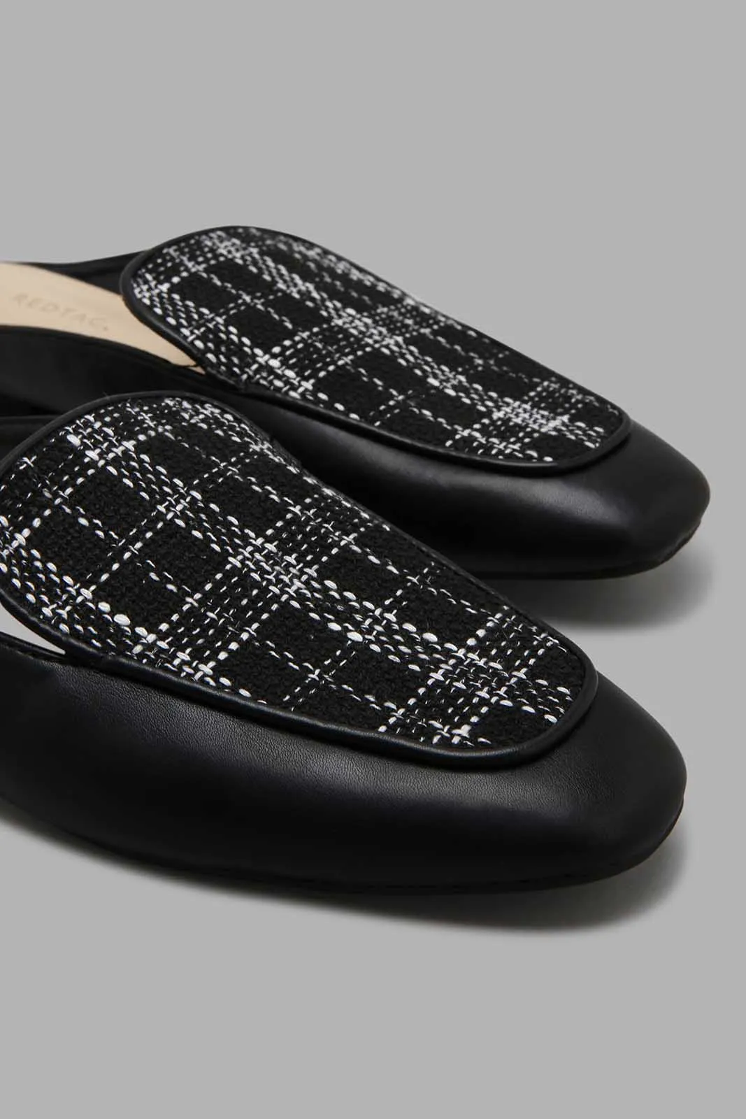 Black Applique Tweed Mule