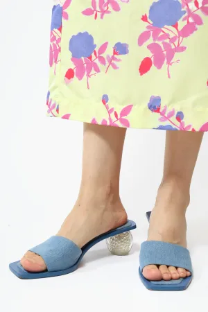 Cult Gaia Blue Denim Pearl Mule Heels Size 40
