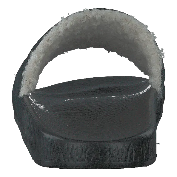 Faux-Shearling–Lined Suede Slide Black