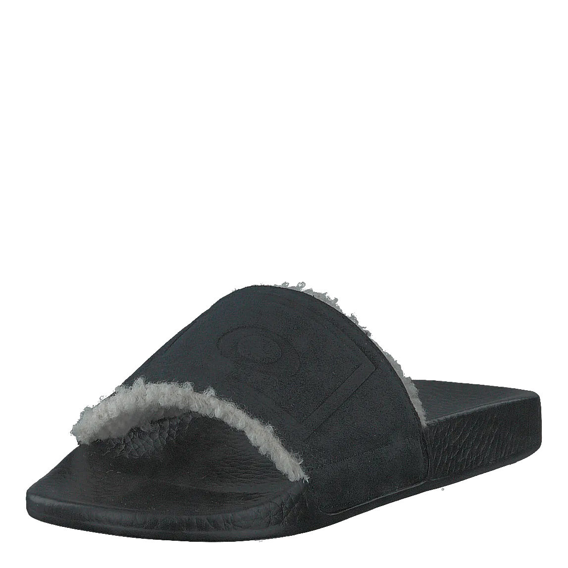 Faux-Shearling–Lined Suede Slide Black