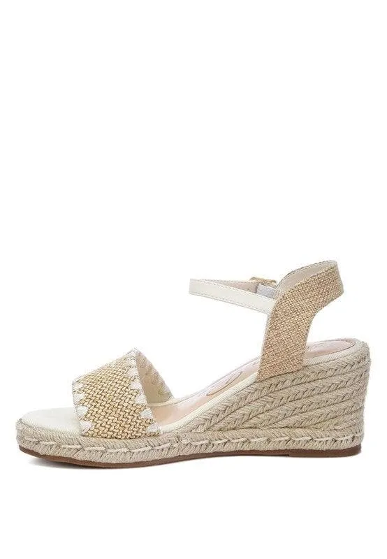 LONDON RAG Lucas Raffia Wedge Heel Espadrilles