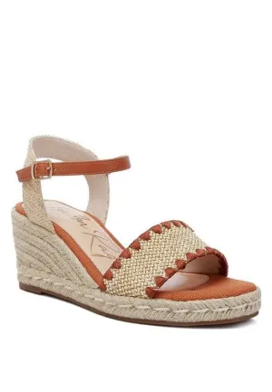 LONDON RAG Lucas Raffia Wedge Heel Espadrilles