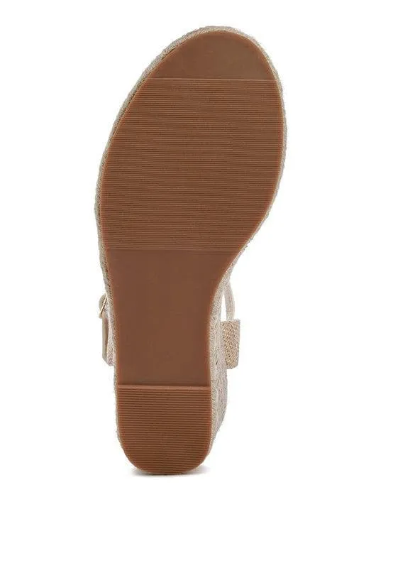 LONDON RAG Lucas Raffia Wedge Heel Espadrilles