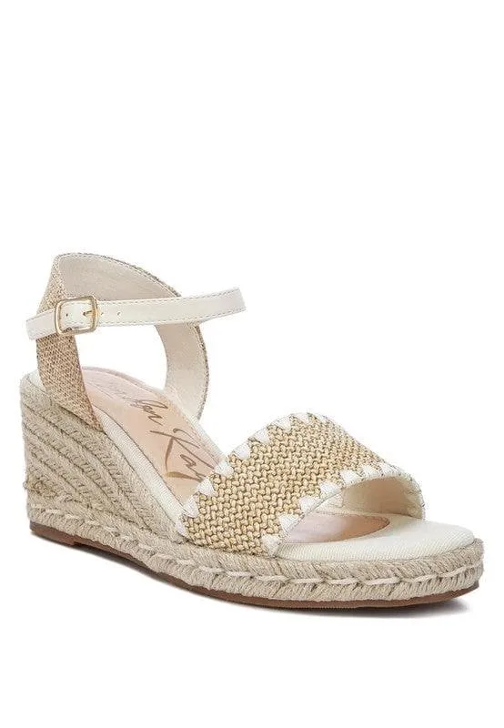 LONDON RAG Lucas Raffia Wedge Heel Espadrilles