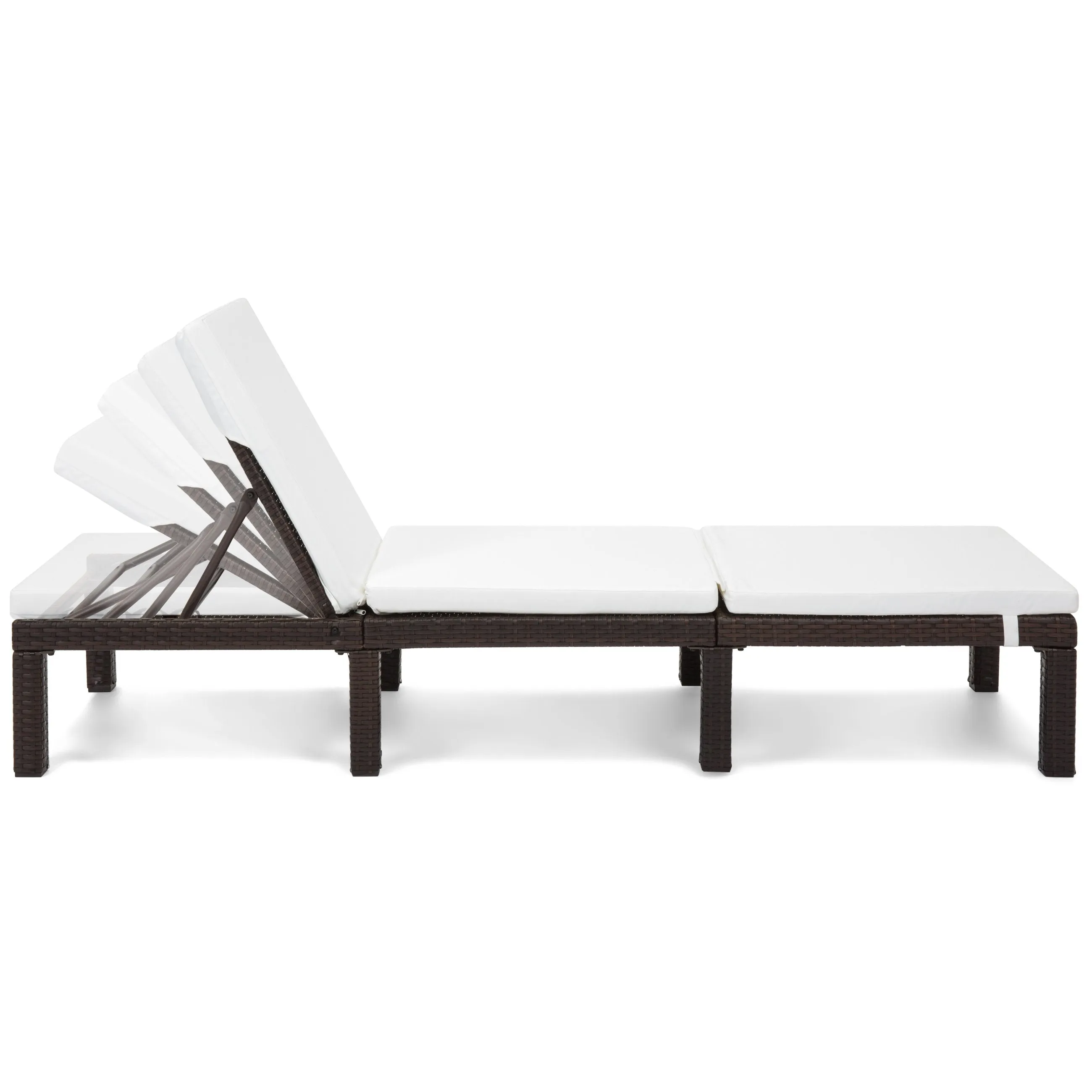 Set of 2 Adjustable Chaise Lounge Chairs w/ Water-Resistant Cushions - White