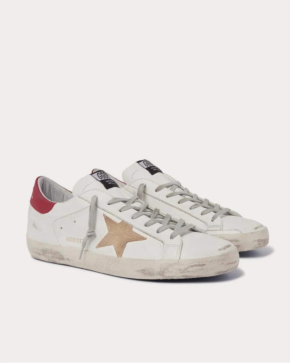 Superstar Distressed Leather and Suede  White low top sneakers