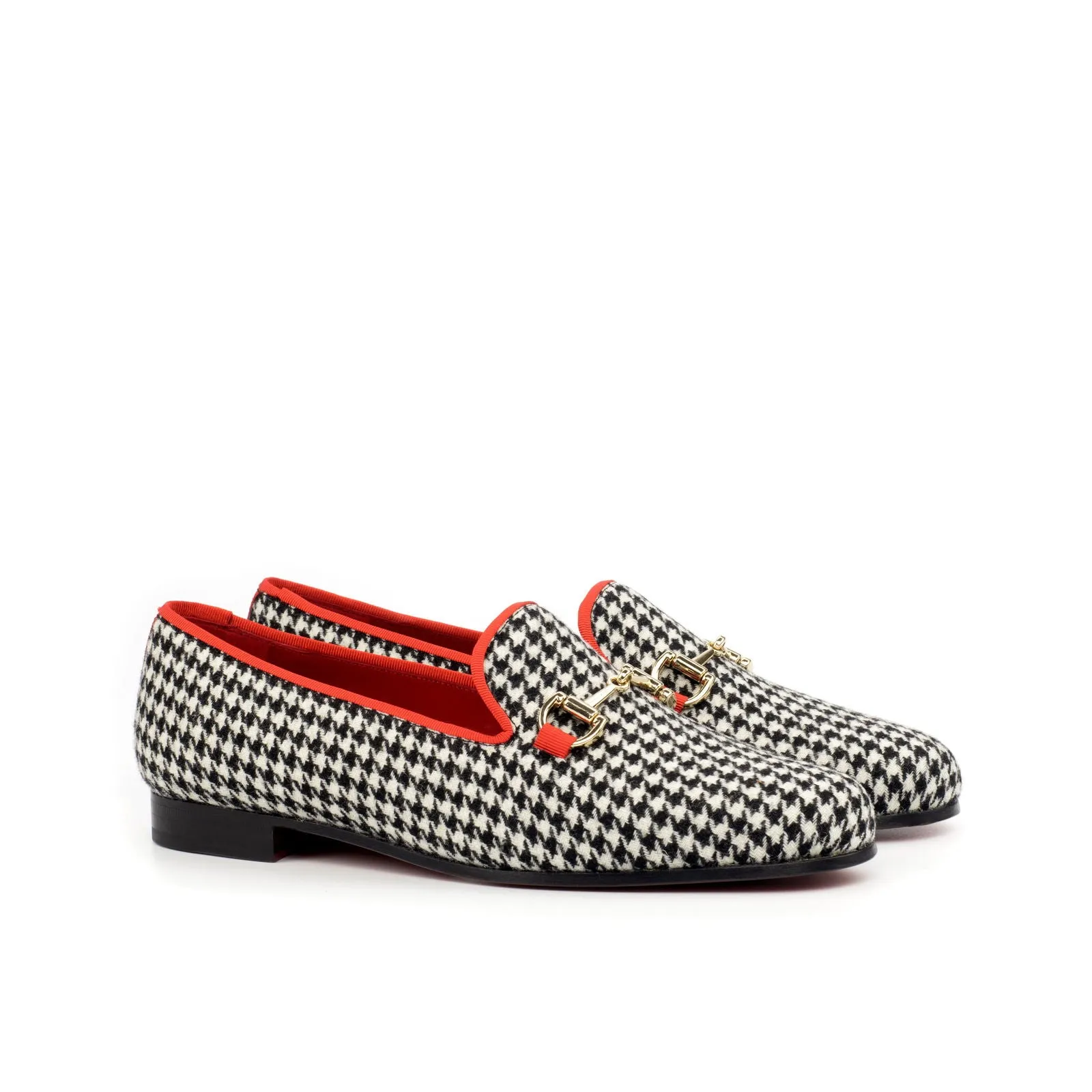 Women's Audrey Leather Slippers Red Black 4434