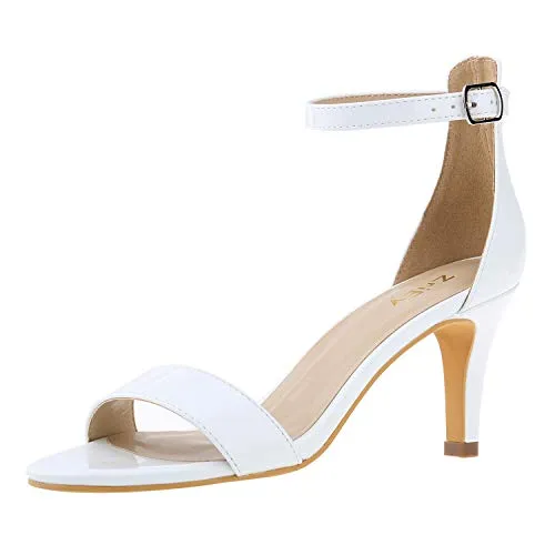 ZriEy Women's Heeled Sandals 4 Inches Open Toe Stiletto High Heels Ankle Strap Fashion Bridal Party Wedding Pump Shoes, 2.8 Inch